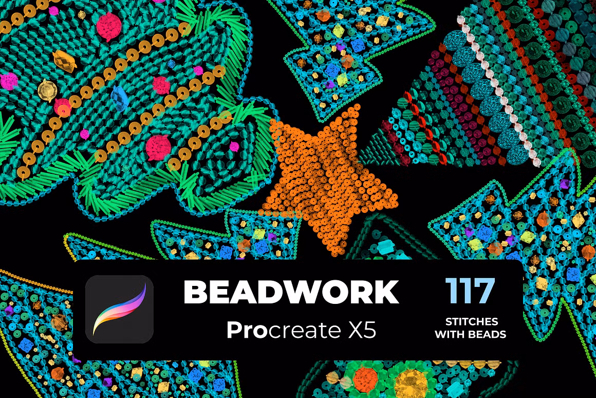 117 BEADWORK brushes PROCREATE X5