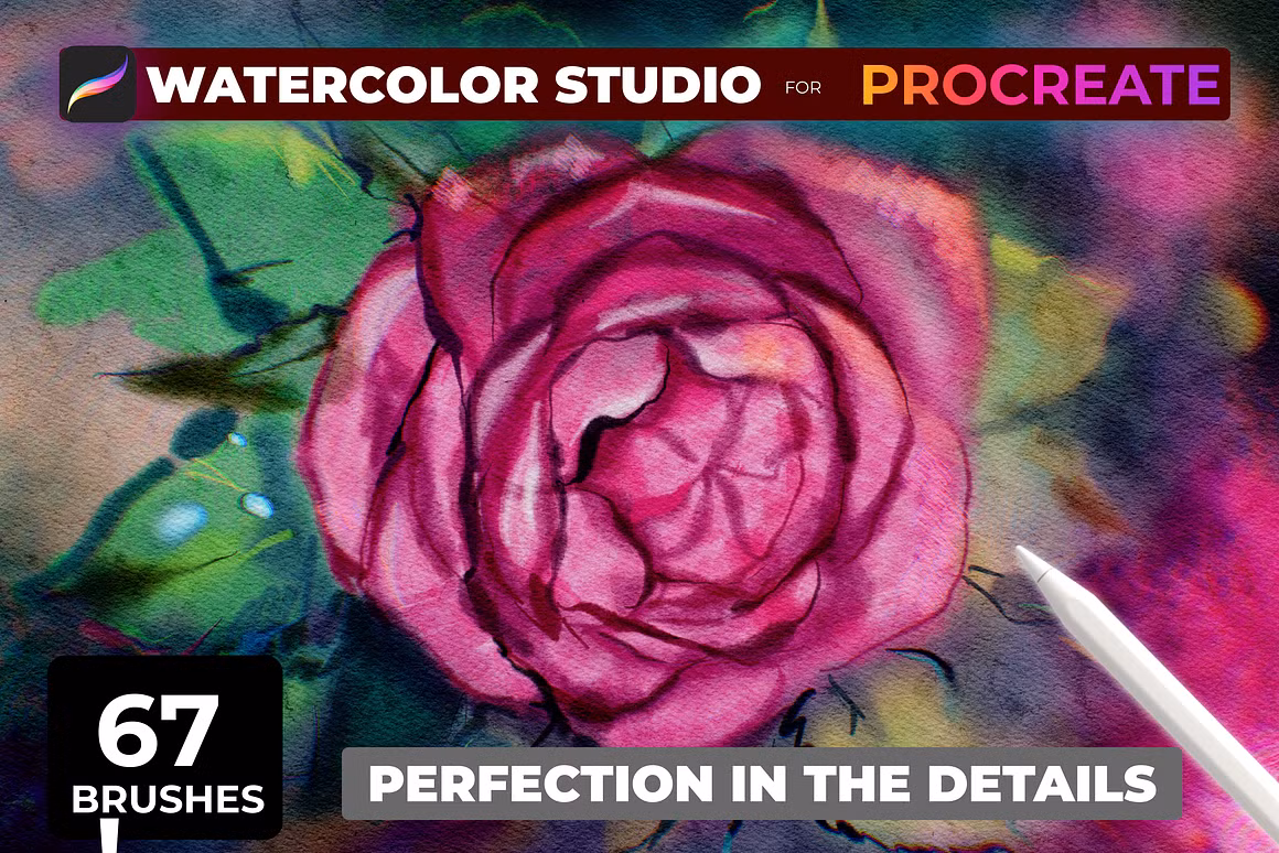 67! WATERCOLOR Procreate brushes — Procreate brush set preview