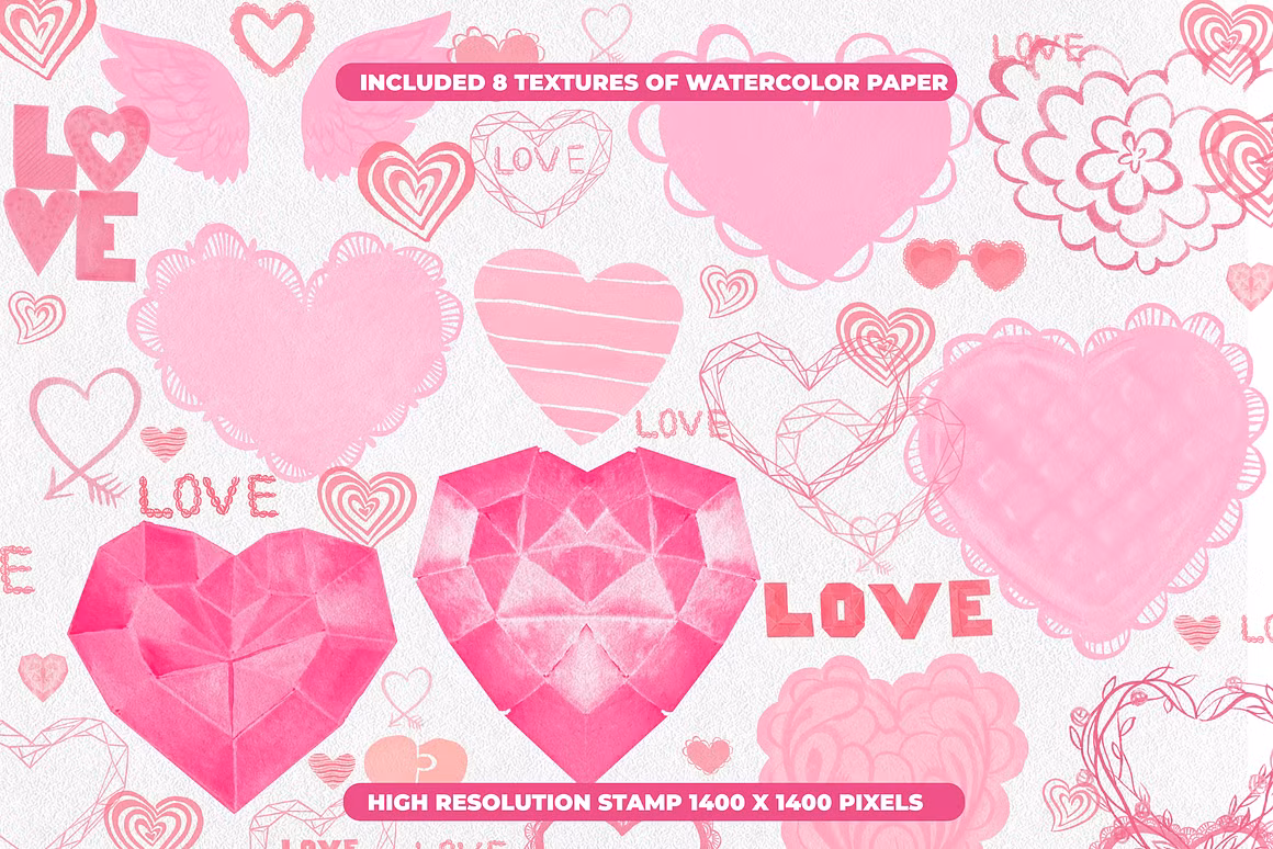 85 Romantic Brush Stamps Procreate