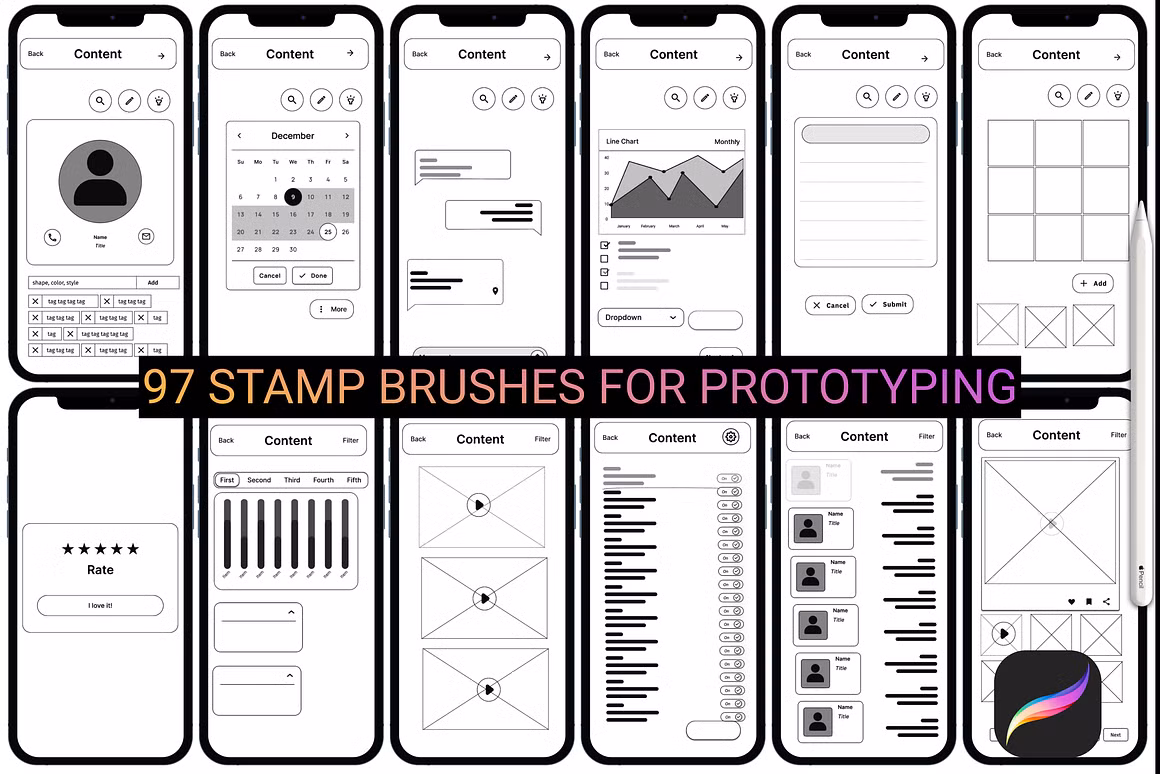 UI KIT Prototyping Procreate